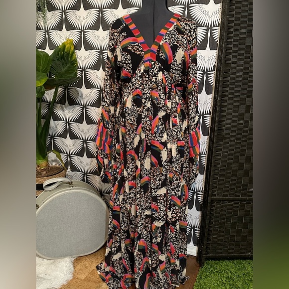 FARM RIO Leopard Toucans Dress - MAXI DRESS Size LG - Picture 9 of 14